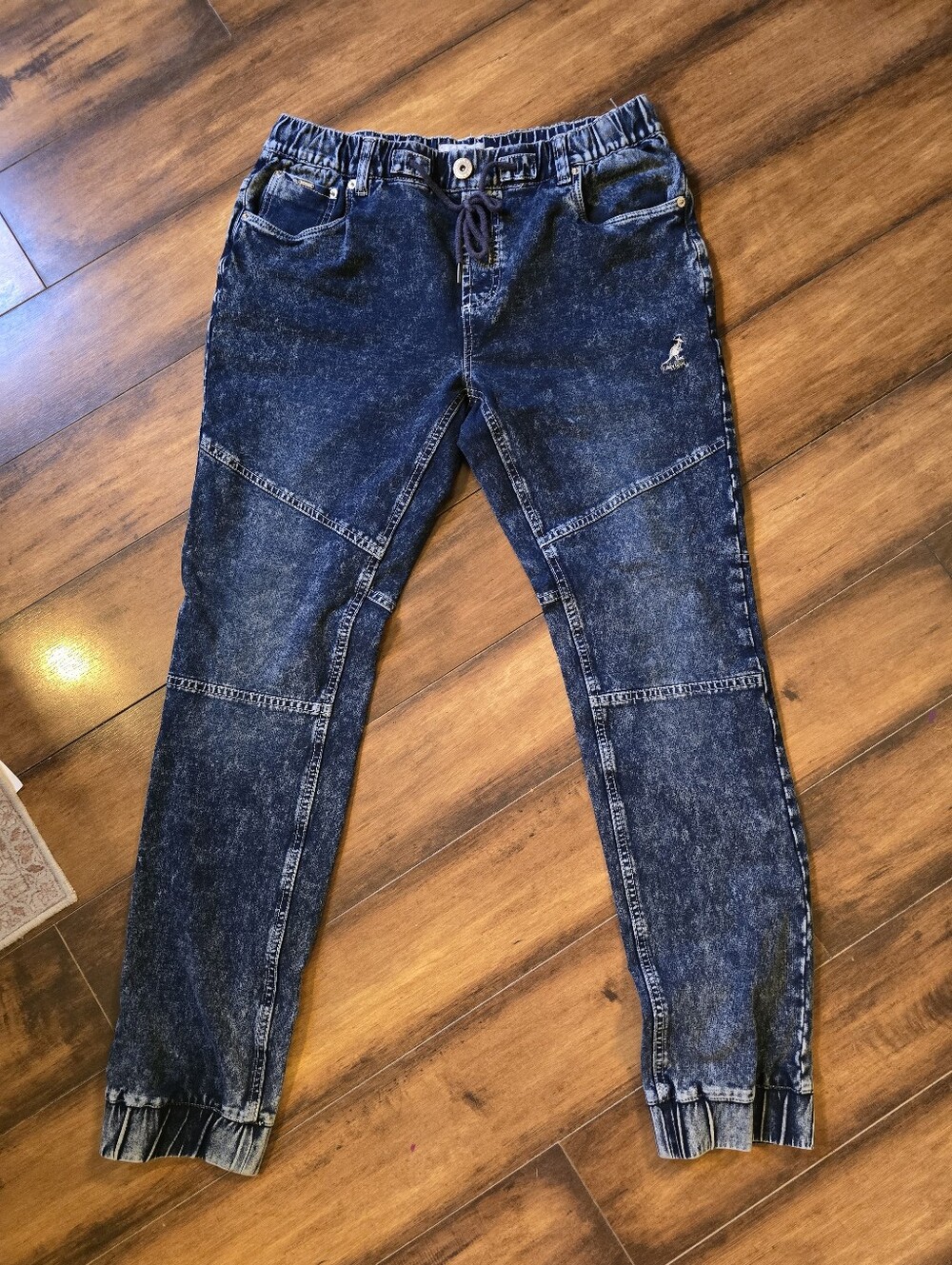 Kangol Men's Acid Wash Denim Joggers - Dark Blue